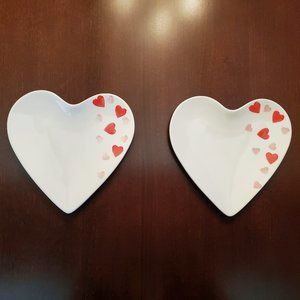 2 Heart Shaped Ceramic Side Plates